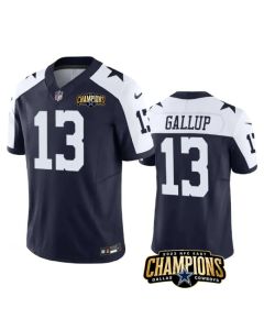 Men's Dallas Cowboys #13 Michael Gallup Navy/White 2023 F.U.S.E. NFC East Champions Patch Stitched Football Jersey