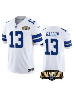Men's Dallas Cowboys #13 Michael Gallup White 2023 F.U.S.E. NFC East Champions Patch Stitched Football Jersey