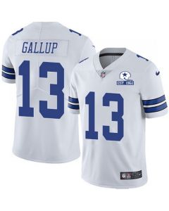 Men's Dallas Cowboys #13 Michael Gallup White With Established In 1960 Patch Limited Stitched Jersey
