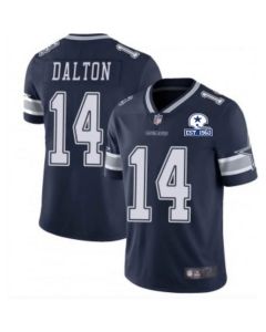 Men's Dallas Cowboys #14 Andy Dalton Navy With Established In 1960 Patch Limited Stitched Jersey