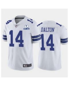 Men's Dallas Cowboys #14 Andy Dalton White With Established In 1960 Patch Limited Stitched Jersey