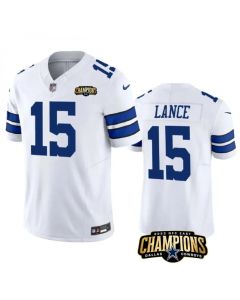 Men's Dallas Cowboys #15 Trey Lance White 2023 F.U.S.E. NFC East Champions Patch Stitched Football Jersey