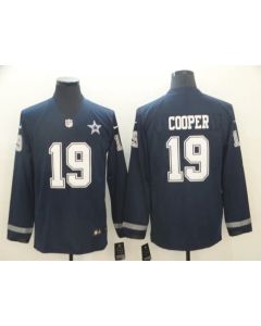 Men's Dallas Cowboys #19 Amari Cooper Navy Therma Long Sleeve Stitched NFL Jersey