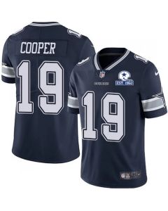 Men's Dallas Cowboys #19 Amari Cooper Navy With Established In 1960 Patch Limited Stitched Jersey