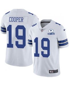 Men's Dallas Cowboys #19 Amari Cooper White With Established In 1960 Patch Limited Stitched Jersey