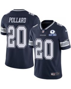 Men's Dallas Cowboys #20 Tony Pollard Navy With Established In 1960 Patch Limited Stitched Jersey