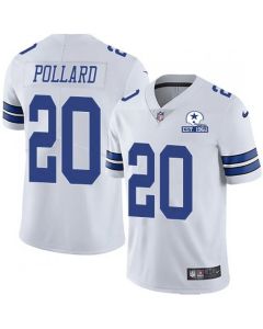 Men's Dallas Cowboys #20 Tony Pollard White With Established In 1960 Patch Limited Stitched Jersey