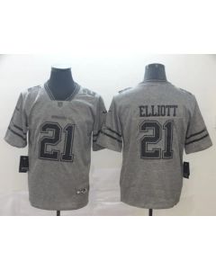 Men's Dallas Cowboys #21 Ezekiel Elliott Grey Stitched NFL Jersey