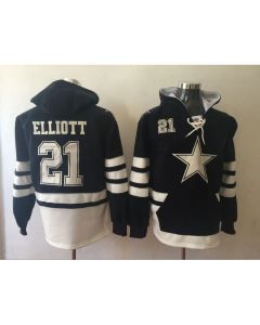 Men's Dallas Cowboys #21 Ezekiel Elliott Navy Blue All Stitched NFL Hoodie Sweatshirt