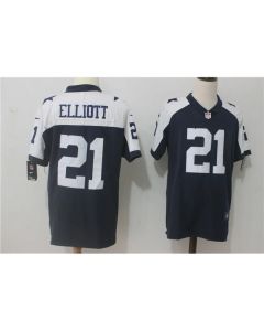 Men's Dallas Cowboys #21 Ezekiel Elliott Navy Blue Thanksgiving Stitched NFL Vapor Untouchable Limited Throwback Jersey