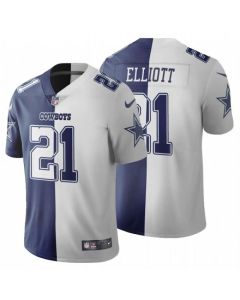 Men's Dallas Cowboys #21 Ezekiel Elliott Navy White Split Vapor Untouchable Limited Stitched Jersey