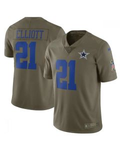 Men's Dallas Cowboys #21 Ezekiel Elliott Olive Salute to Service Limited Stitched NFL Jersey