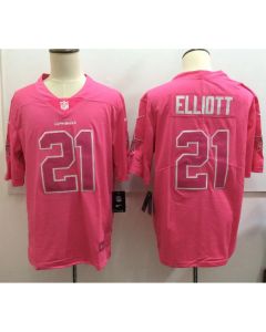 Men's Dallas Cowboys #21 Ezekiel Elliott Pink Limited Rush Stitched NFL Jersey