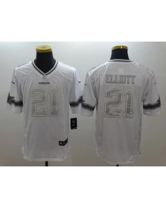 Men's Dallas Cowboys#21 Ezekiel Elliott White Stitched NFL Limited Platinum Jersey