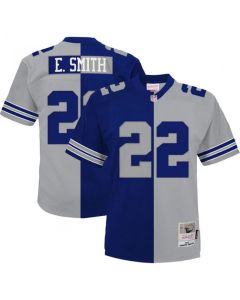 Men's Dallas Cowboys #22 Emmitt Smith Navy/Silver Split Stitched Jersey