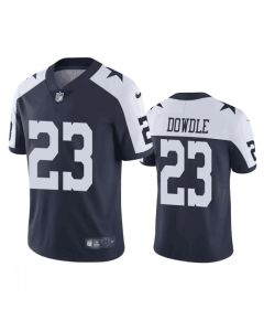 Men's Dallas Cowboys #23 Rico Dowdle Navy/White Thanksgiving Stitched Limited Football Jersey