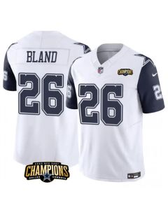 Men's Dallas Cowboys #26 DaRon Bland White/Navy 2023 F.U.S.E. NFC East Champions Patch Stitched Football Jersey