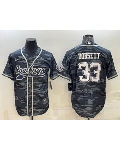 Men's Dallas Cowboys #33 Tony Dorsett Grey Camo With Patch Cool Base Stitched Baseball Jersey