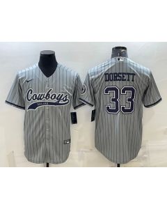 Men's Dallas Cowboys #33 Tony Dorsett Grey With Patch Cool Base Stitched Baseball Jersey (Grey)