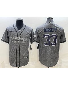 Men's Dallas Cowboys #33 Tony Dorsett Grey With Patch Cool Base Stitched Baseball Jersey
