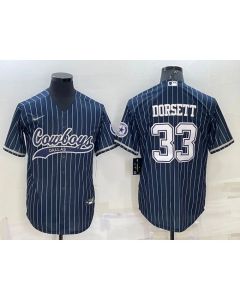Men's Dallas Cowboys #33 Tony Dorsett Navy With Patch Cool Base Stitched Baseball Jersey