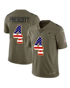 Men's Dallas Cowboys #4 Dak Prescott 2017 Salute to Service Olive USA Flag Stitched NFL Limited Jersey