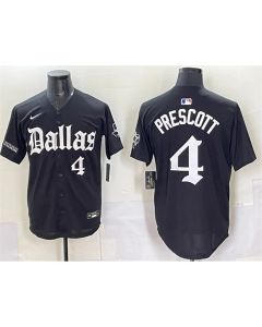 Men's Dallas Cowboys #4 Dak Prescott Black "Gothic Lone Star Edition" Limited Stitched Baseball Jersey (Black)