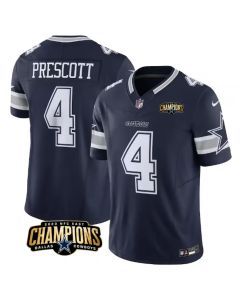Men's Dallas Cowboys #4 Dak Prescott Navy 2023 F.U.S.E. NFC East Champions Patch Stitched Football Jersey