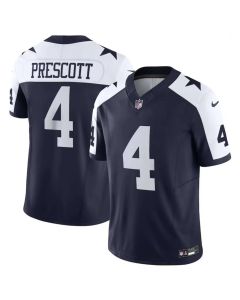 Men's Dallas Cowboys #4 Dak Prescott Navy 2023 F.U.S.E.Thanksgiving Limited Stitched Football Jersey