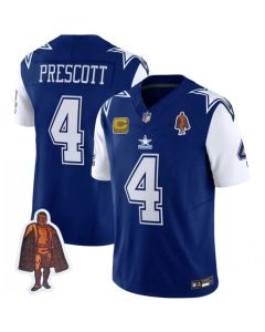 Men's Dallas Cowboys #4 Dak Prescott Navy 2023 F.U.S.E. With Walter Payton Patch And 4-star C Patch Vapor Limited Stitched Football Jersey