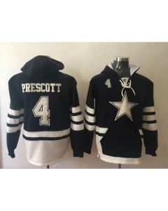 Men's Dallas Cowboys #4 Dak Prescott Navy Blue All Stitched NFL Hoodie Sweatshirt