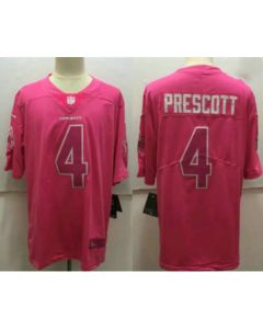 Men's Dallas Cowboys #4 Dak Prescott Pink Vapor Stitched Jersey