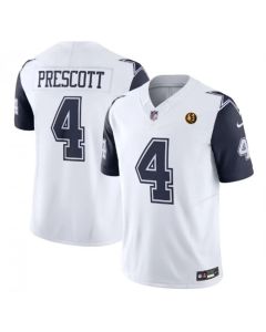 Men's Dallas Cowboys #4 Dak Prescott White 2023 F.U.S.E. With John Madden Patch Vapor Limited Stitched Football Jersey (White)