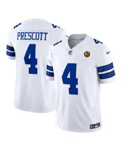 Men's Dallas Cowboys #4 Dak Prescott White 2023 F.U.S.E. With John Madden Patch Vapor Limited Stitched Football Jersey