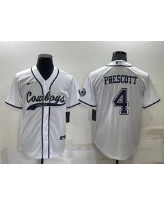 Men's Dallas Cowboys #4 Dak Prescott White Cool Base Stitched Baseball Jersey