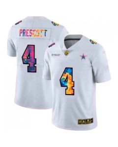Men's Dallas Cowboys #4 Dak Prescott White Crucial Catch Limited Stitched Jersey