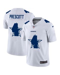 Men's Dallas Cowboys #4 Dak Prescott White Shadow Logo Limited Stitched Jersey
