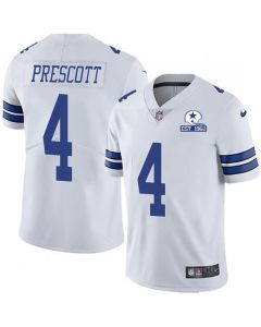 Men's Dallas Cowboys #4 Dak Prescott White With Established In 1960 Patch Limited Stitched Jersey