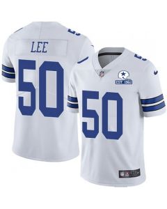Men's Dallas Cowboys #50 Sean Lee White With Established In 1960 Patch Limited Stitched Jersey