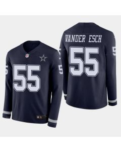 Men's Dallas Cowboys #55 Leighton Vander Esch Navy Therma Long Sleeve Stitched NFL Jersey