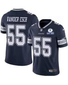 Men's Dallas Cowboys #55 Leighton Vander Esch Navy With Established In 1960 Patch Limited Stitched Jersey