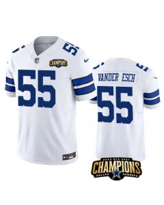 Men's Dallas Cowboys #55 Leighton Vander Esch White 2023 F.U.S.E. NFC East Champions Patch Stitched Football Jersey
