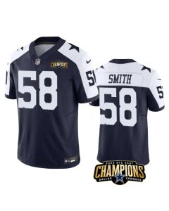 Men's Dallas Cowboys #58 Mazi Smith Navy/White 2023 F.U.S.E. NFC East Champions Patch Stitched Football Jersey