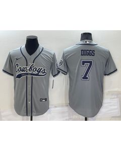 Men's Dallas Cowboys #7 Trevon Diggs Grey Cool Base Stitched Baseball Jersey