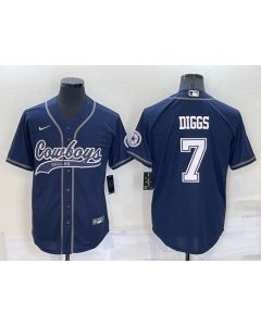 Men's Dallas Cowboys #7 Trevon Diggs Navy Cool Base Stitched Baseball Jersey