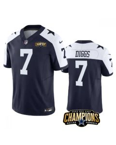 Men's Dallas Cowboys #7 Trevon Diggs Navy/White 2023 F.U.S.E. NFC East Champions Patch Stitched Football Jersey