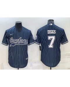 Men's Dallas Cowboys #7 Trevon Diggs Navy With Patch Cool Base Stitched Baseball Jersey