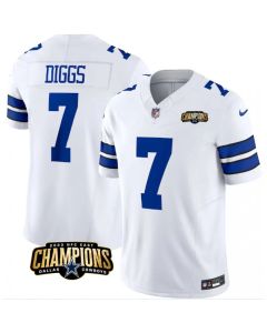 Men's Dallas Cowboys #7 Trevon Diggs White 2023 F.U.S.E. NFC East Champions Patch Stitched Football Jersey