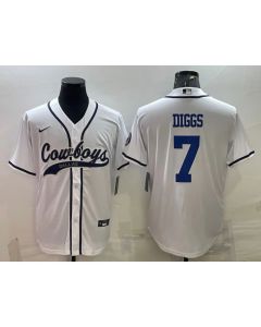 Men's Dallas Cowboys #7 Trevon Diggs White Cool Base Stitched Baseball Jersey