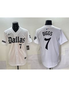 Men's Dallas Cowboys #7 Trevon Diggs White "Gothic Lone Star Edition" Limited Stitched Baseball Jersey (White)